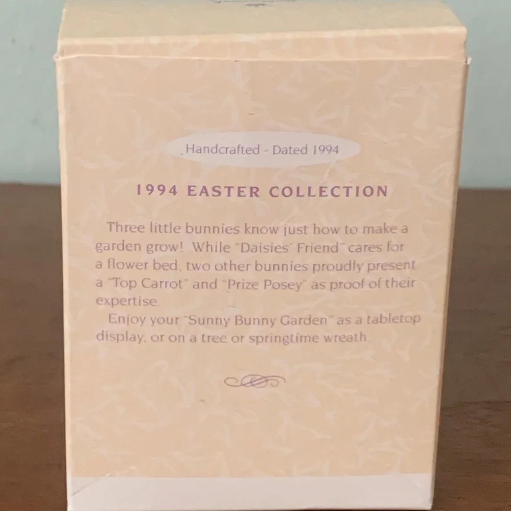 Hallmark Sunny Bunny Garden 3pc 1994  Easter Keepsake Ornament